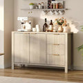 46.5 Fluted Sideboard Buffet Cabinet, Accent Coffee Bar Cabinet with 3 Drawers, Wooden Media Console Table TV Stand, Floor Cupboard Cabinet