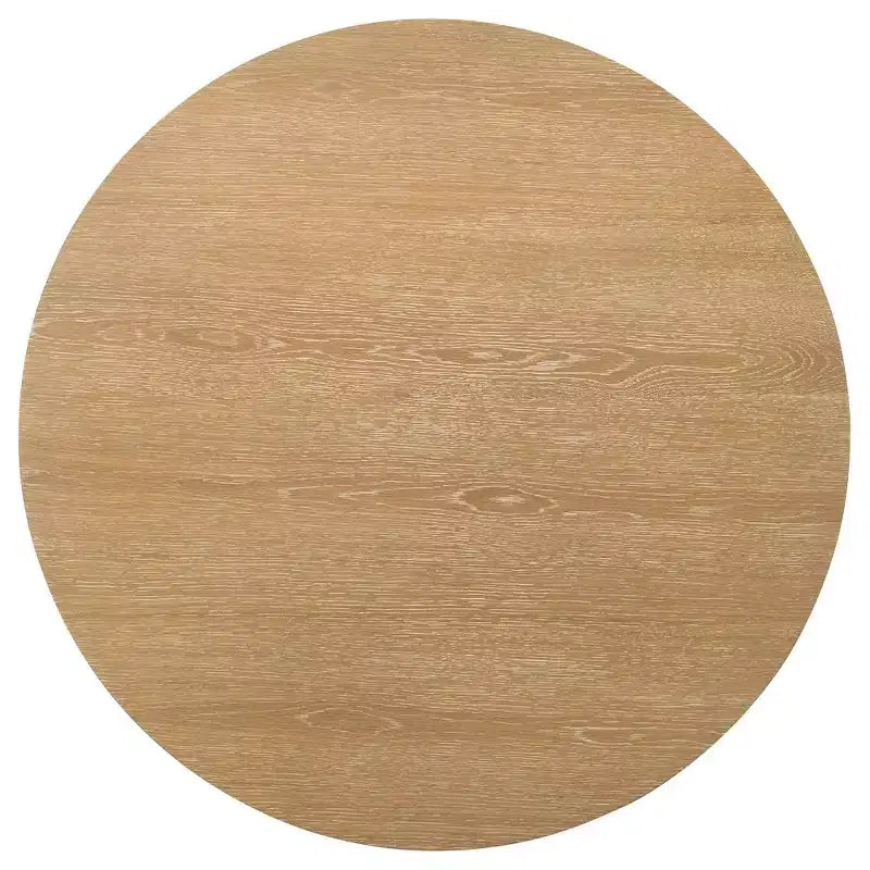 Set di 2 tavolini rotondi in legno con ripiani aperti e gambe cilindriche, finitura rovere