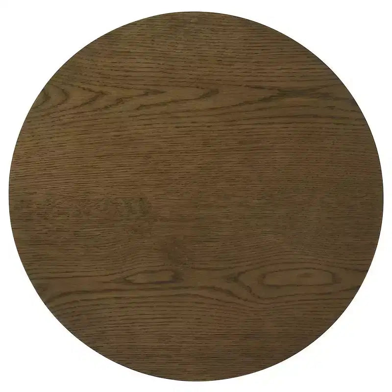 Set di 2 tavolini rotondi in legno con ripiani aperti e gambe cilindriche, finitura rovere