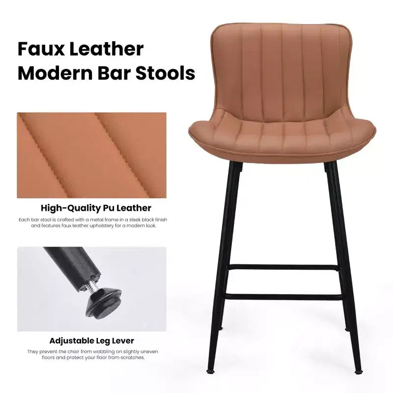 Set di 2 sgabelli da bar girevoli in pelle PU ad altezza bancone con sedile ergonomico e base in metallo