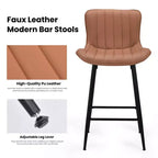 Set di 2 sgabelli da bar girevoli in pelle PU ad altezza bancone con sedile ergonomico e base in metallo