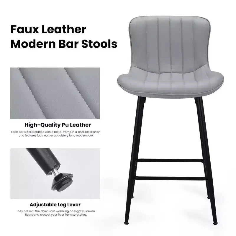 Set di 2 sgabelli da bar girevoli in pelle PU ad altezza bancone con sedile ergonomico e base in metallo
