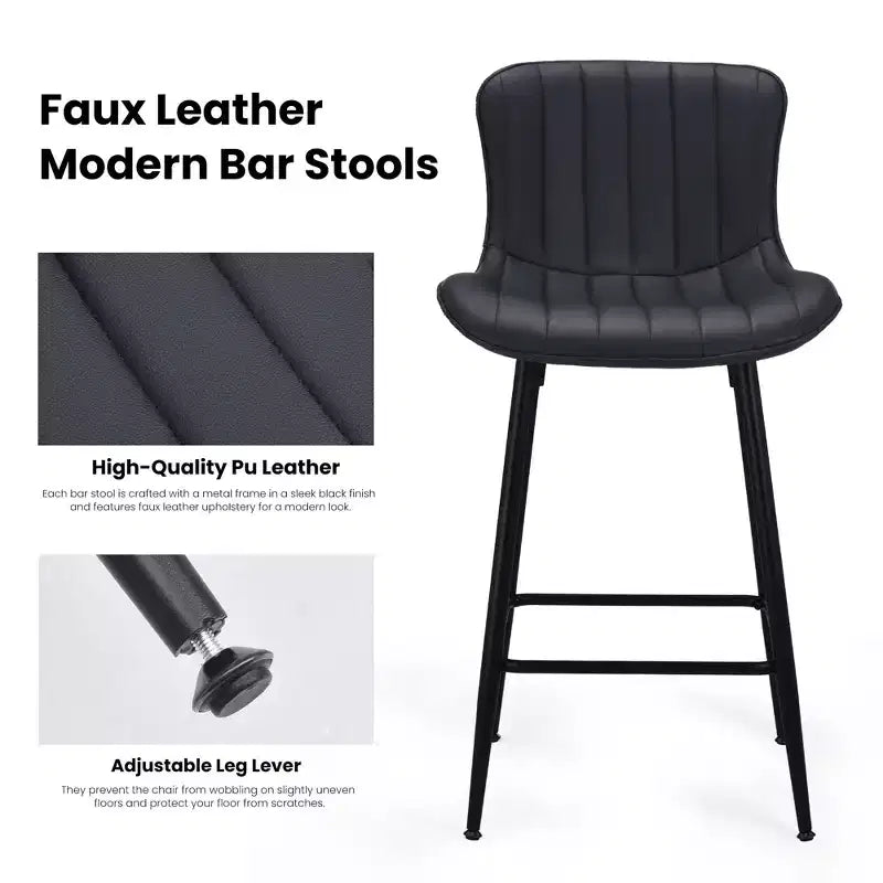 Set di 2 sgabelli da bar girevoli in pelle PU ad altezza bancone con sedile ergonomico e base in metallo
