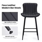 Set di 2 sgabelli da bar girevoli in pelle PU ad altezza bancone con sedile ergonomico e base in metallo