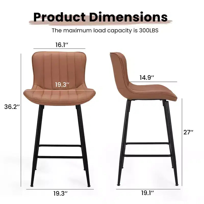 Set di 2 sgabelli da bar girevoli in pelle PU ad altezza bancone con sedile ergonomico e base in metallo