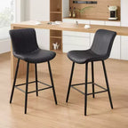 Set di 2 sgabelli da bar girevoli in pelle PU ad altezza bancone con sedile ergonomico e base in metallo