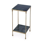 HomeRoots 24 Green and Gold Marble and Iron Square End Table With Shelf