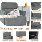 Set poltrona accento oversize con pouf contenitore, poltrona imbottita larga 89 cm per soggiorno