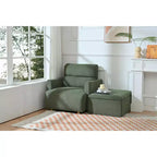 Set poltrona accento oversize con pouf contenitore, poltrona imbottita larga 89 cm per soggiorno