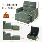 Set poltrona accento oversize con pouf contenitore, poltrona imbottita larga 89 cm per soggiorno