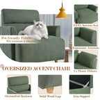 Set poltrona accento oversize con pouf contenitore, poltrona imbottita larga 89 cm per soggiorno