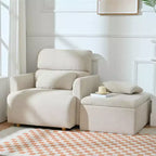 Set poltrona accento oversize con pouf contenitore, poltrona imbottita larga 89 cm per soggiorno