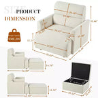 Set poltrona accento oversize con pouf contenitore, poltrona imbottita larga 89 cm per soggiorno