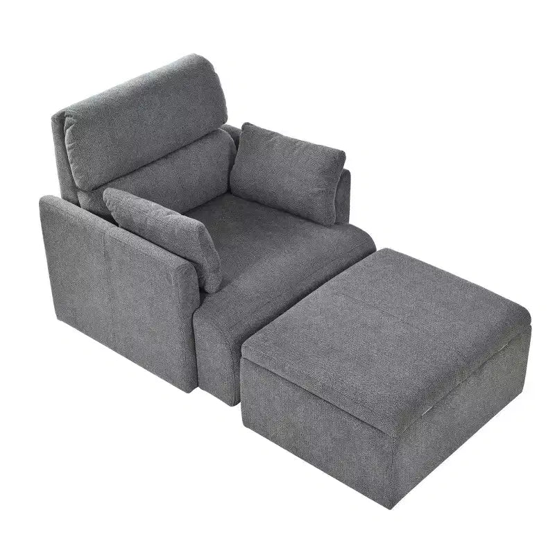 Set poltrona accento oversize con pouf contenitore, poltrona imbottita larga 89 cm per soggiorno