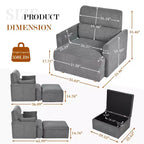Set poltrona accento oversize con pouf contenitore, poltrona imbottita larga 89 cm per soggiorno