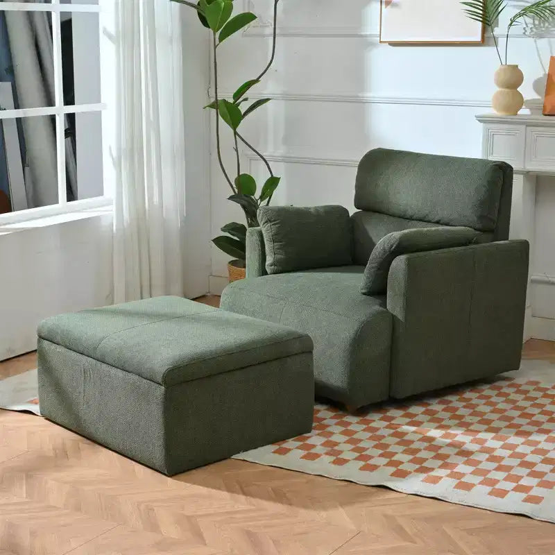 Set poltrona accento oversize con pouf contenitore, poltrona imbottita larga 89 cm per soggiorno