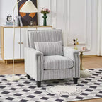 Poltrona accentata moderna bicolore a righe con borchie decorative, struttura in legno massello, poltrona imbottita