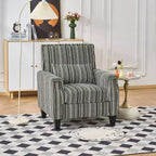 Poltrona accentata moderna bicolore a righe con borchie decorative, struttura in legno massello, poltrona imbottita