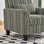 Poltrona accentata moderna bicolore a righe con borchie decorative, struttura in legno massello, poltrona imbottita