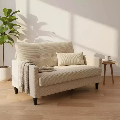 Dyonery 50 Small Loveseat Sofa, Comfy Corduroy Couch with Spring Cushion & Solid Wood Frame, Tool-Free Assembly for Living Room/Bedroom